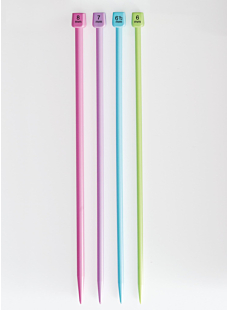 Aiguilles droites colorées plastique, 30 et 40 cm