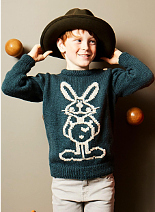 Pull motif lapin col rond